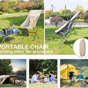 Camping Chair,Lightweight Folding High-back Picnic Camp Chair with Head Support All Aluminum Frame Portable for Outdoor, Travel, Beach, Picnic, Festival, Hiking, Backpacking,Fishing (Black)